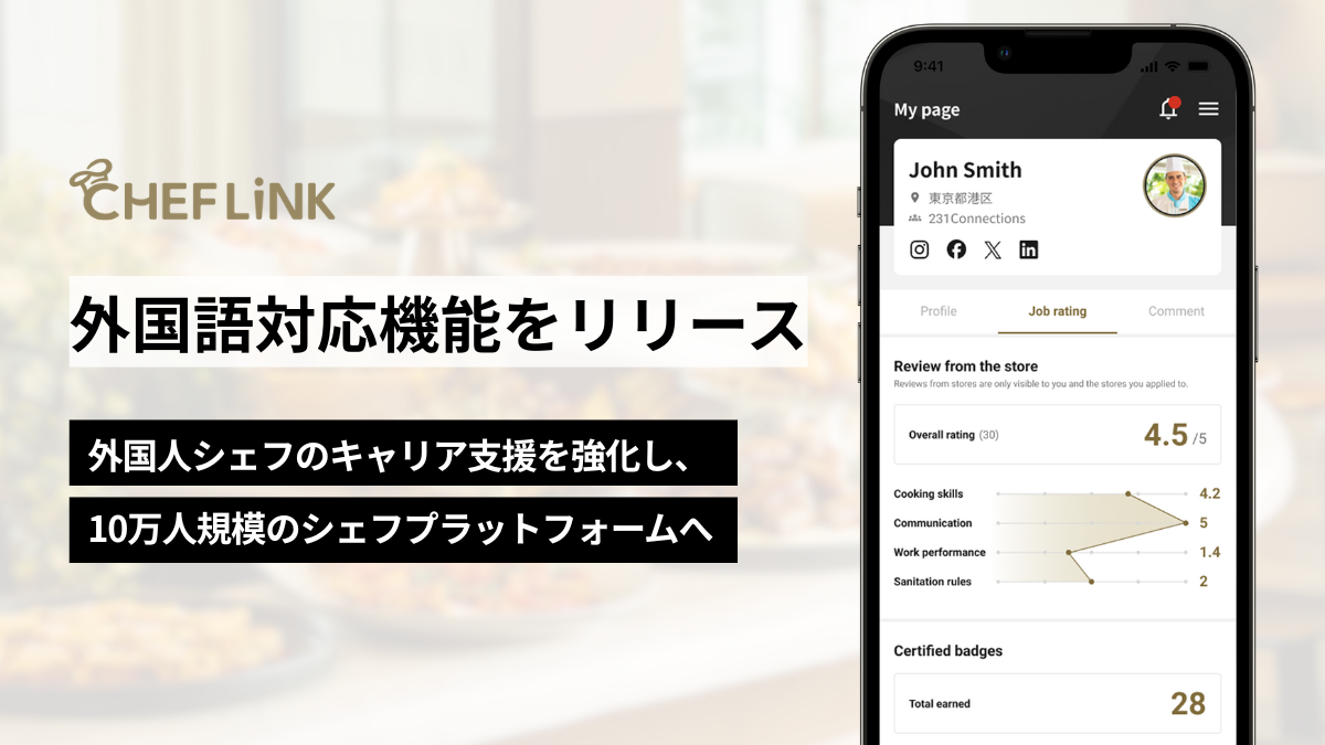 シェフリンク、外国語対応機能をリリース